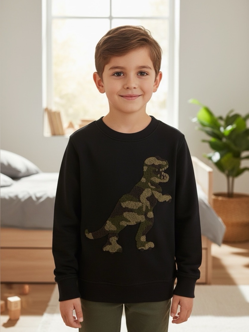 👛(ANY 2/$15) JOE FRESH Long Sleeved Crew Neck Pullover Sweater Dinosaur. Video